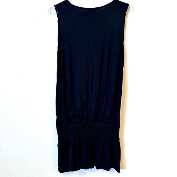 Nine West V Neck Smocked Waist Rayon Blend Sleeveless Peplum Top Black XS - Picture 2 of 4